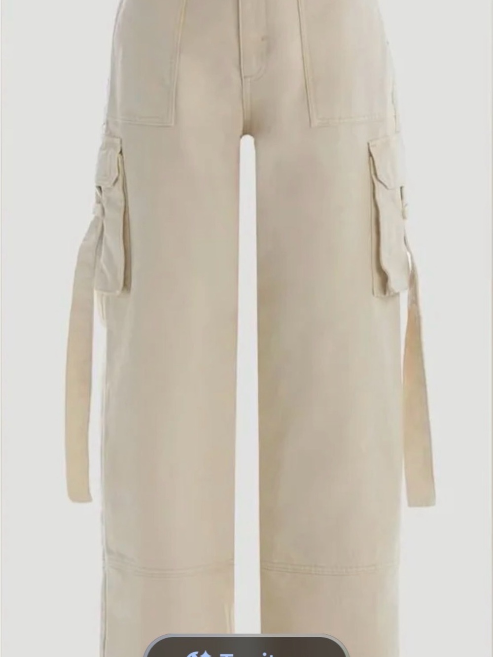 naked wardrobe Cream Wide-Leg Cargo Pants with Side Straps
